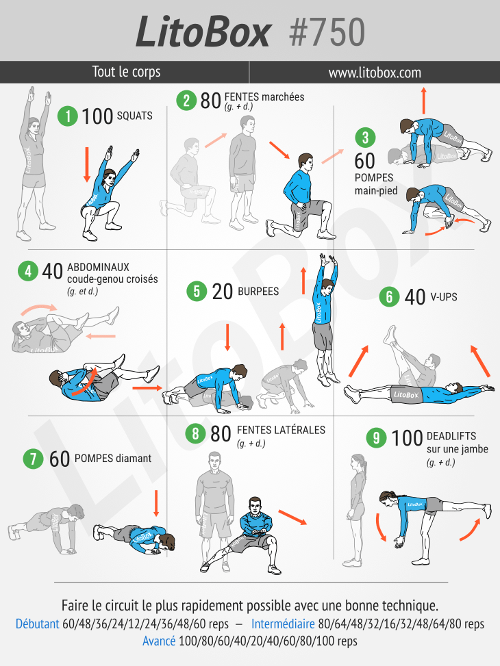 Circuit de renforcement musculaire avec 9 exercices Litobox 750